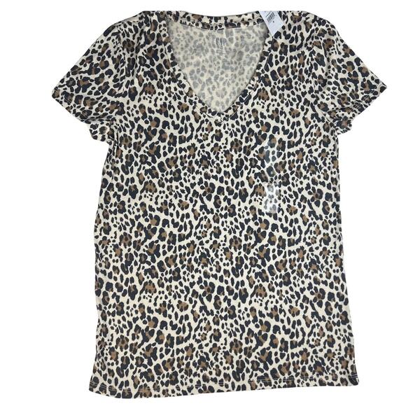 GAP Womens Favorite T Animal Print V Front Short Sleeve Sz S - Picture 1 of 11